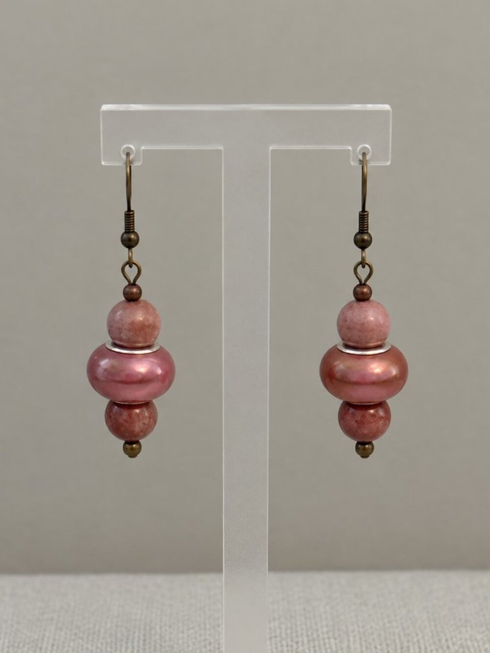 Cherry Blossom Jasper Frosted Dangle Earrings
